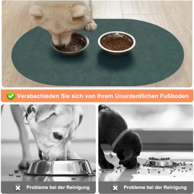 HAOLESHITE Napfunterlage Katzen Futternapf, rutschfest und schmutzabweisend, grün, 40 x 60 cm, für Hunde und Katzen – Bild 5