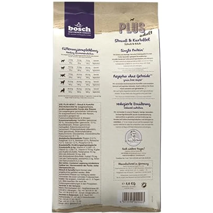 bosch HPC PLUS Adult Strauß & Kartoffel, Hundetrockenfutter für ausgewachsene Hunde, Single Protein, getreidefrei, 1 x 12.5 kg – Bild 2