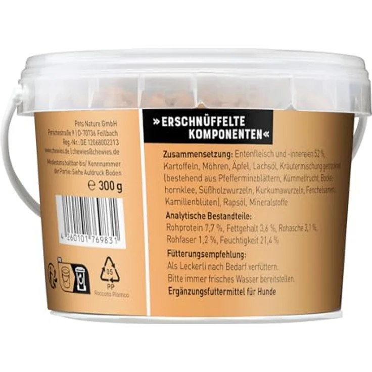 Chewies Trainingshappen Ente - Monoprotein Snack für Hunde, 300 g - getreidefrei, zuckerfrei, hypoallergen, weiche Leckerlies fürs Hundetraining – Bild 2