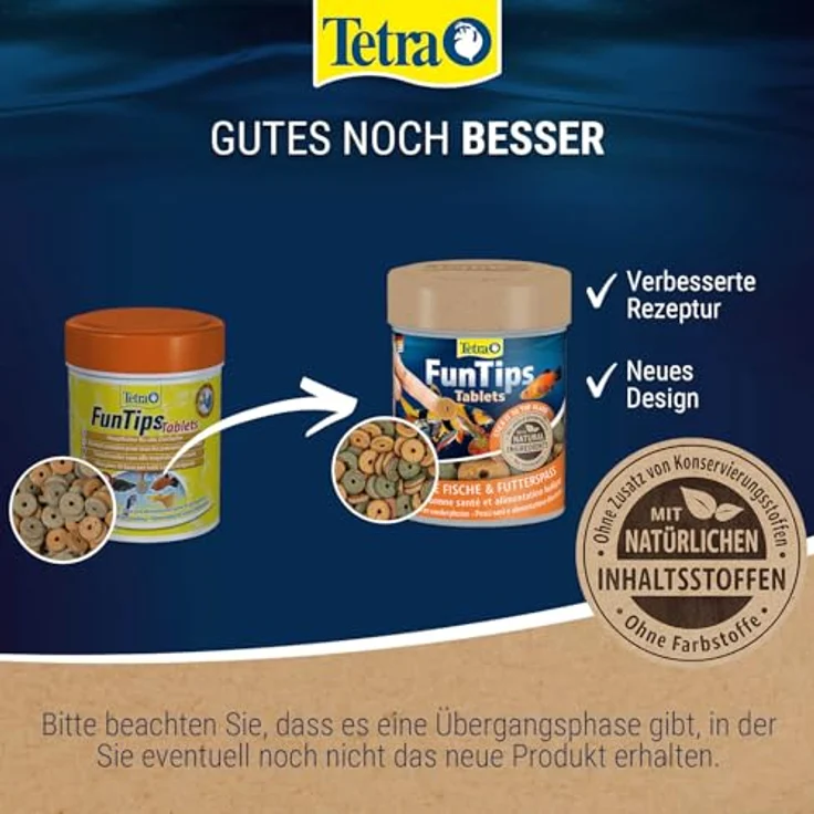 Tetra FunTips Tablets, haftende Futtertabletten für tropische Zierfische, biologisch ausgewogen, 165 Stück – Bild 2