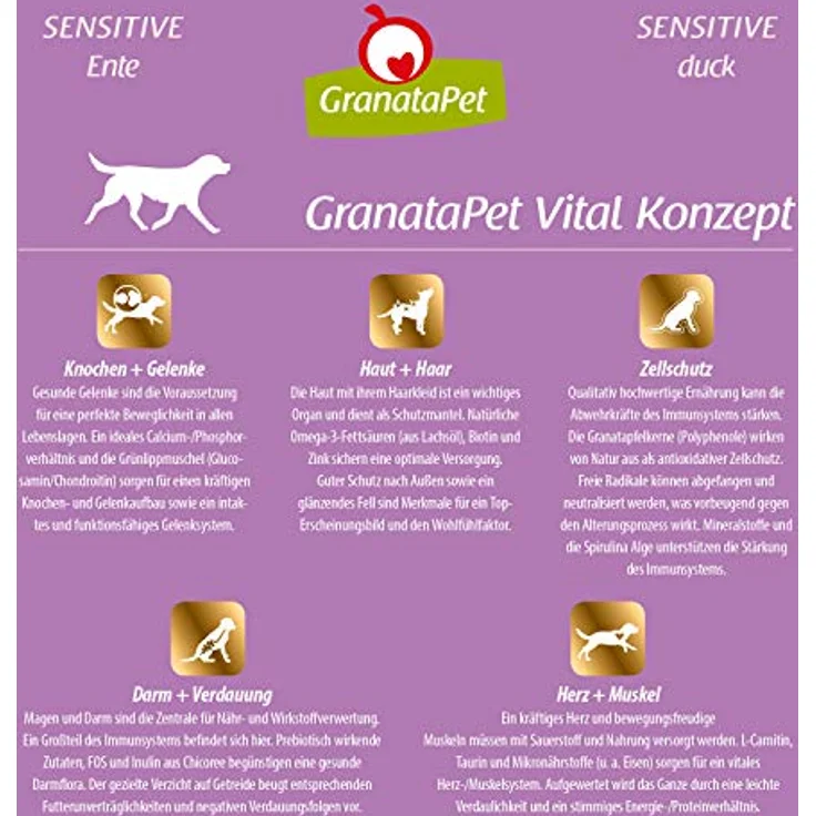 GranataPet Liebling's Mahlzeit Sensitive Ente, Hunde-Trockenfutter mit Vitaminen für Senioren und ausgewachsene Hunde, 10kg – Bild 6