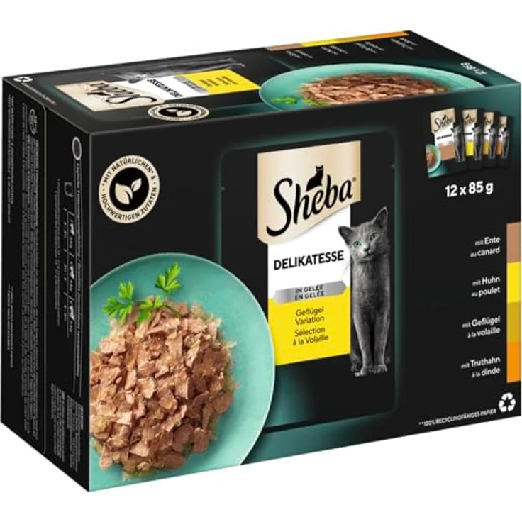 Sheba Geflügel in Gelee, Katzen-Nassfutter im Multipack 4x 12x85g, 42% Fleischanteil – Bild 4
