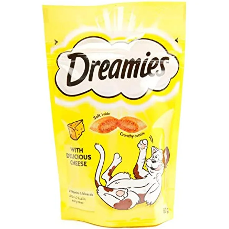 Dreamies Katzenfutter, Käse Snacks im 3er Pack (3 x 60 g)
