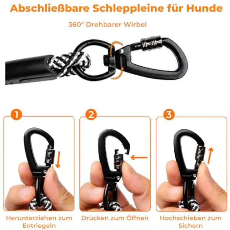 Eyelaf Schleppleine für Hunde, 20m reflektierend mit gepolstertem Griff, 2 Karabinerhaken, geflochtene Trainingsleine für kleine bis große Hunde – Bild 3