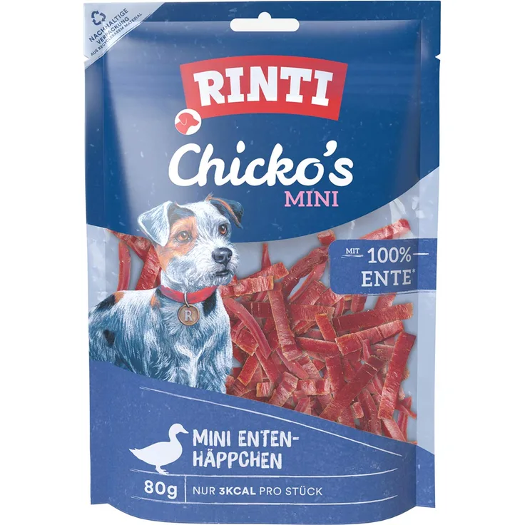 Rinti RINTI Chicko's MINI Enten-Häppchen, Hundesnack aus hochwertigem Entenbrustfilet, 80 g