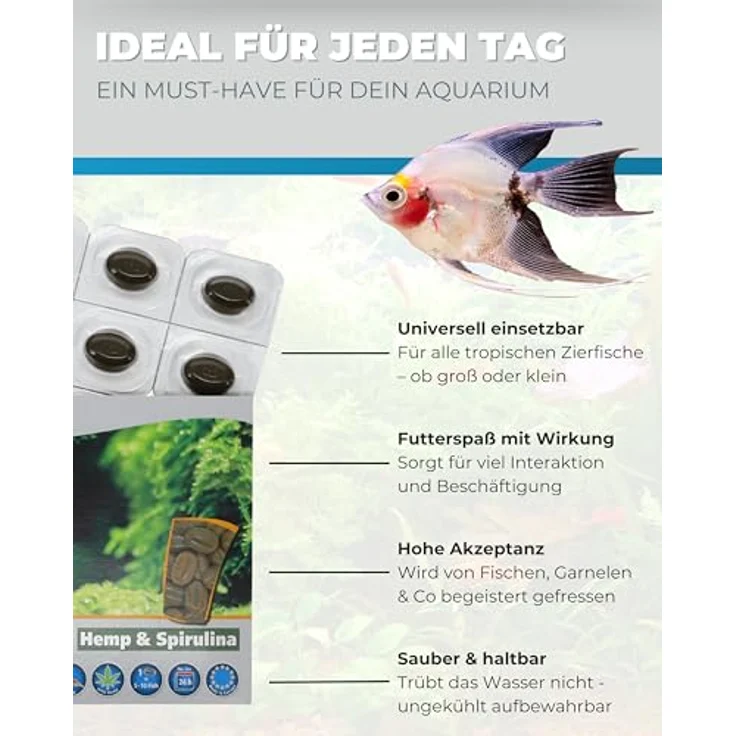 Dupla Gel-O-Drops 24 Hemp & Spirulina, Geleefischfutter mit Hanfmehl und Spirulina, 12 x 2 g, leicht dosierbar, nährstoffreich, ungekühlt lagerbar – Bild 4