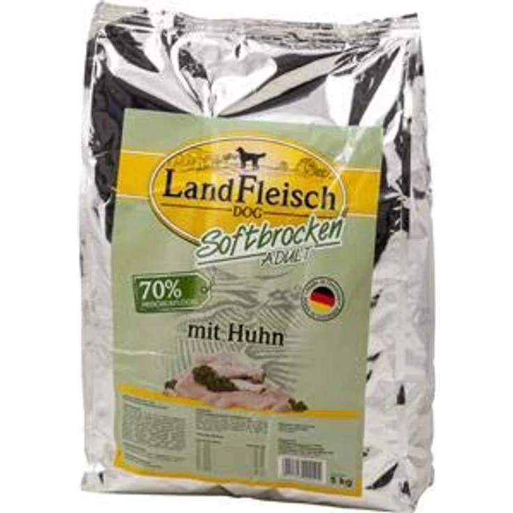 Landfleisch Dog Softbrocken mit Huhn, Alleinfuttermittel für ausgewachsene Hunde, 70% Frischgeflügel, 5 kg – Bild 4