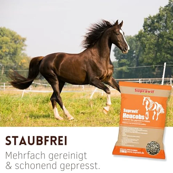 Supravit Heucobs für Pferde, staubfreies Heu gepresst in Pellets, 20kg, ideal für Allergiker, ohne Einweichen fütterbar – Bild 3