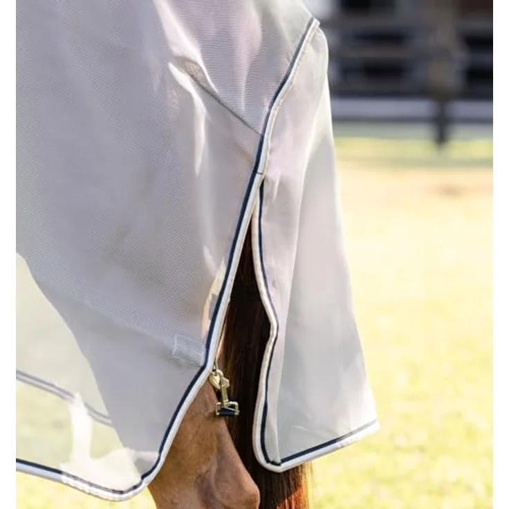 Horseware Rambo Protector Integrated Fliegendecke, Insektenschutz für Pferde, Silver/Navy, White & Beige, 155 cm (6'9") – Bild 5