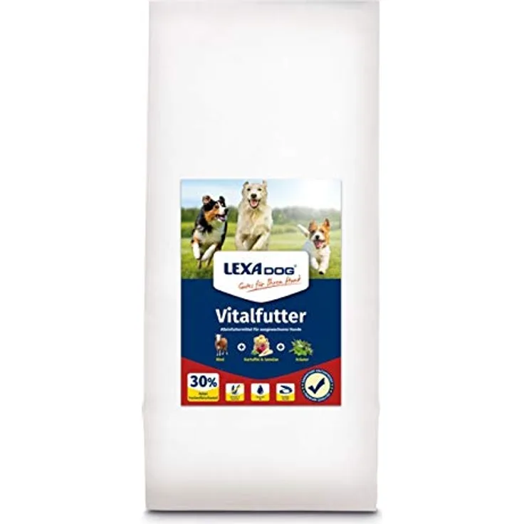 LEXA Dog® Vitalfutter Rind, Kaltgepresstes und Glutenfreies Hunde-Trockenfutter, 12 kg Sack