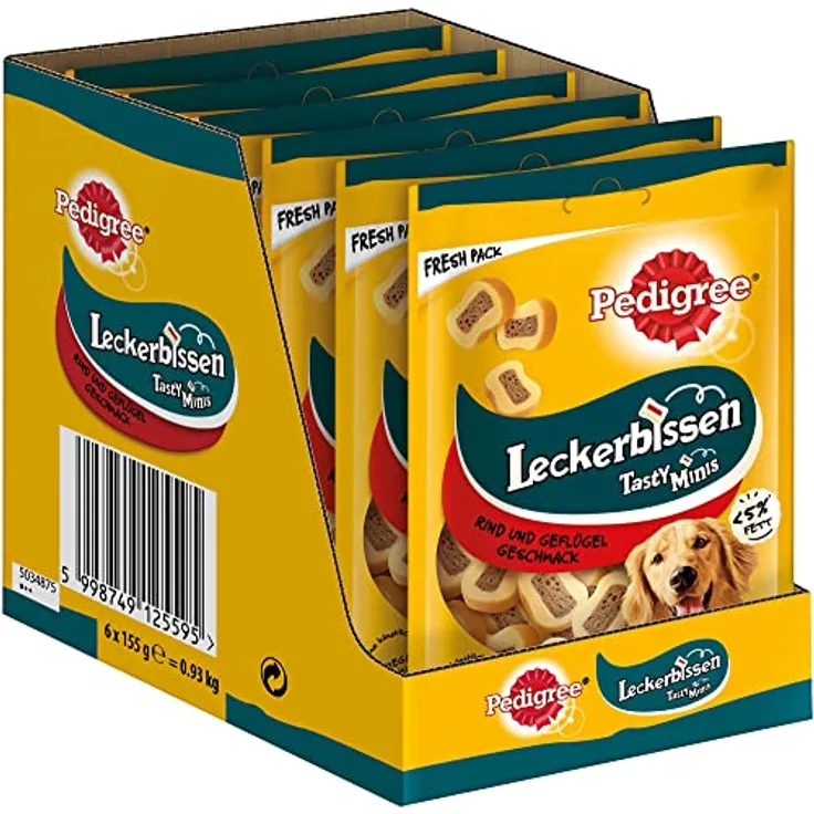 Pedigree Leckerbissen Kau-Schnitten mit Rind und Geflügel, proteinreicher Hundesnack mit Vitaminen, 155g