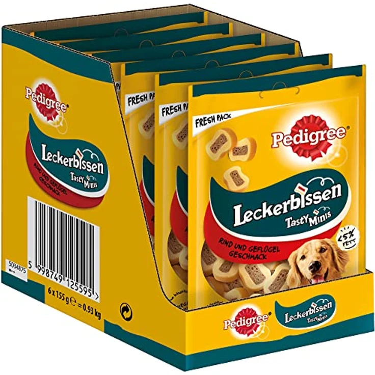 Pedigree Leckerbissen Kau-Schnitten mit Rind und Geflügel, proteinreicher Hundesnack mit Vitaminen, 155g – Bild 1