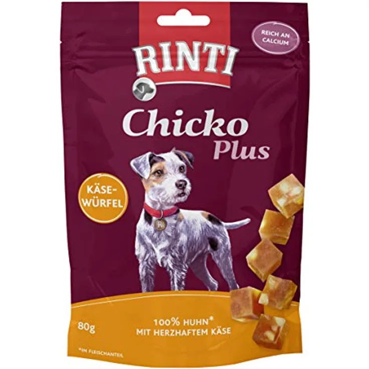 Rinti RINTI Chicko Plus Käsewürfel mit Huhn, 100% Huhnfilet, 12x80g, fettarm und gut verdaulich