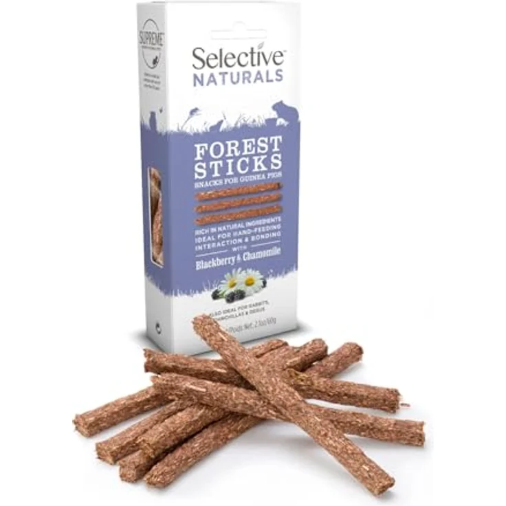 Supreme Petfoods Selective Naturals Futterstangen für Meerschweinchen, Forest Sticks mit Brombeere und Kamille, 60 g, 4er-Packung – Bild 2