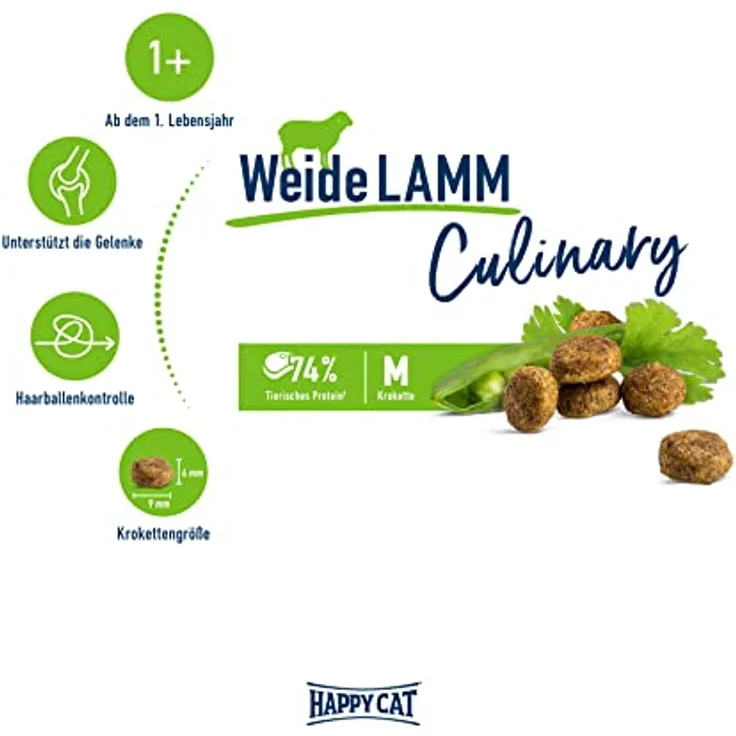 Happy Cat 70550 Culinary Adult Weide Lamm, Katzen-Trockenfutter für ausgewachsene Katzen, 10 kg, artgerecht und leicht verdaulich – Bild 2