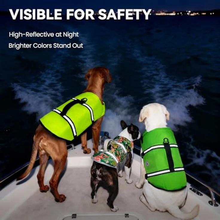 VIVAGLORY Hunde Schwimmweste Rip Stop, zusätzliche Polsterung für starken Auftrieb, XS, Neongrün – Bild 4