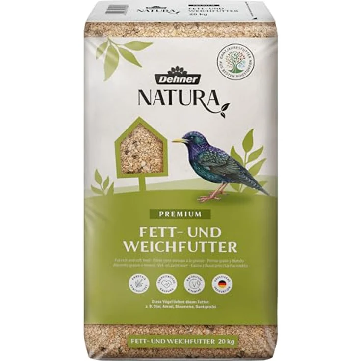 Dehner Natura Premium Wildvogelfutter, Fettfutter / Weichfutter, artgerecht und kraftspendend für Wildvögel, ganzjährig, 20 kg – Bild 1