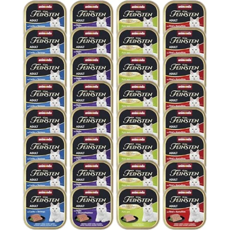 animonda Vom Feinsten Adult Fisch & Fleisch Vielfalt, Nassfutter für ausgewachsene Katzen, 32 x 100 g, ohne Getreide und Zucker, fein-stückige Pasteten – Bild 1