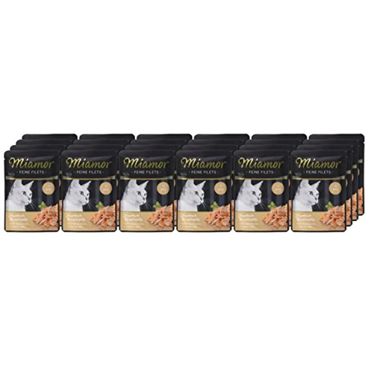 Miamor Feine Filets in Jelly Thunfisch in Lachsjelly, 24 x 100 g, leicht verdauliches Nassfutter ohne Leber und Innereien, ideal für ältere Katzen und bei Übergewicht – Bild 4