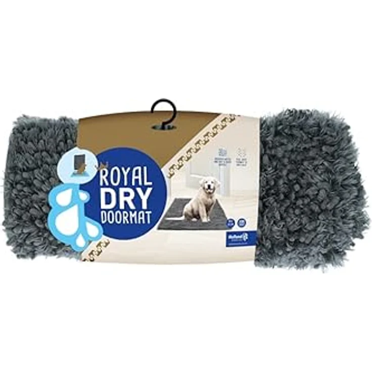 Royal Dry saugfähige Anti-Flecken-Matte für Hunde, 66 x 91 cm, Mikrofaser Chenille, antibakteriell und rutschfest, grau – Bild 1