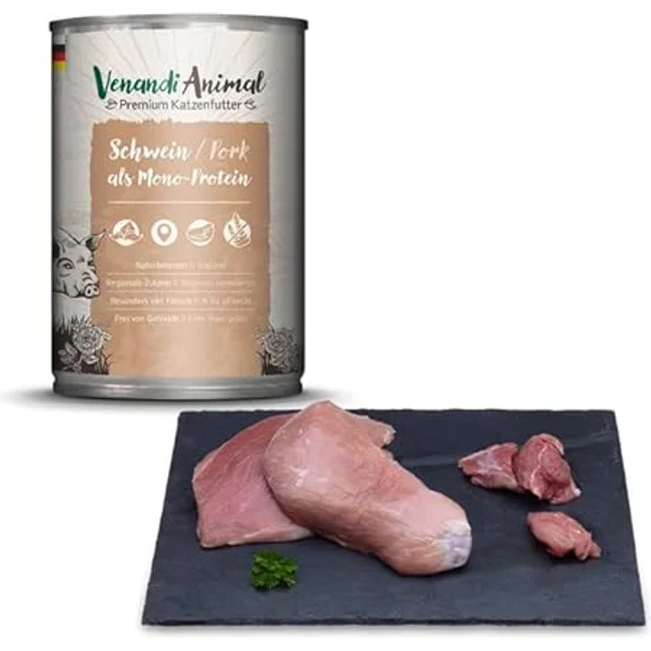 Venandi Premium Nassfutter für Katzen - Monoprotein Schwein, getreidefrei, 6 x 400g (6er Pack) mit hohem Fleischanteil – Bild 3
