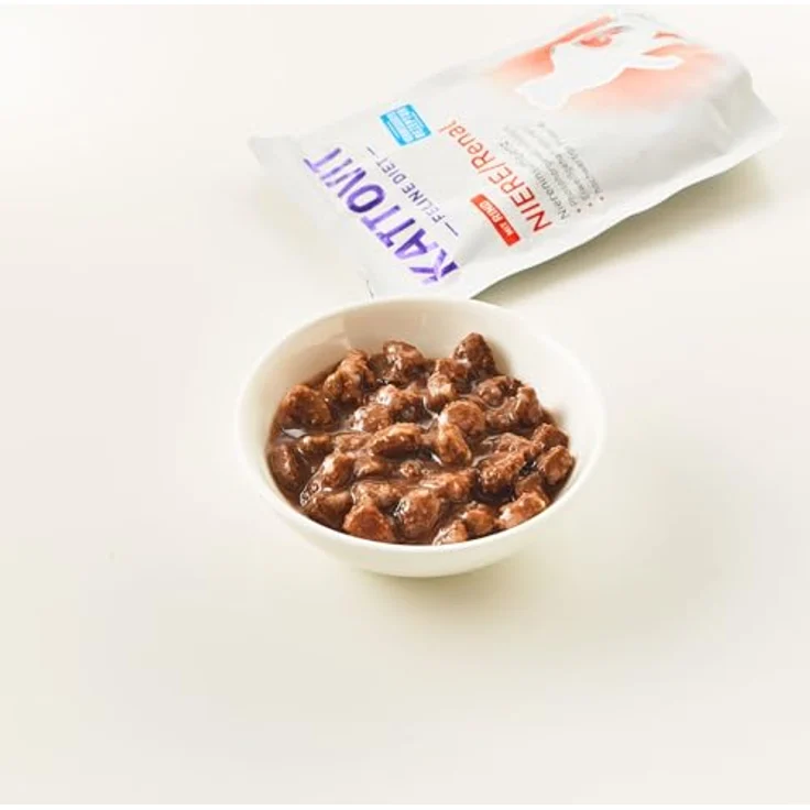 Kattovit Feline Diet Nassfutter Katze Niere/Renal Multipack in Sauce, 12 x 85 g, zur Unterstützung der Nierenfunktion, reduzierter Eiweißgehalt, harnalkalisierend – Bild 3