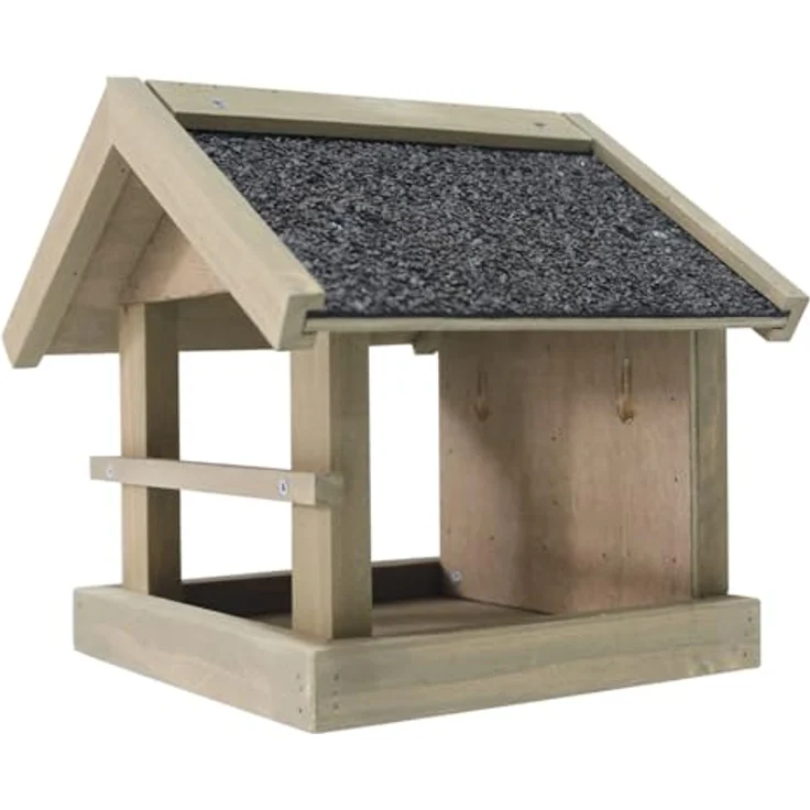 Nobby Vogelhaus Oskar, graubraun, zur Wandbefestigung mit Anflugstange und Bitumendach, 25 x 21 x 22 cm