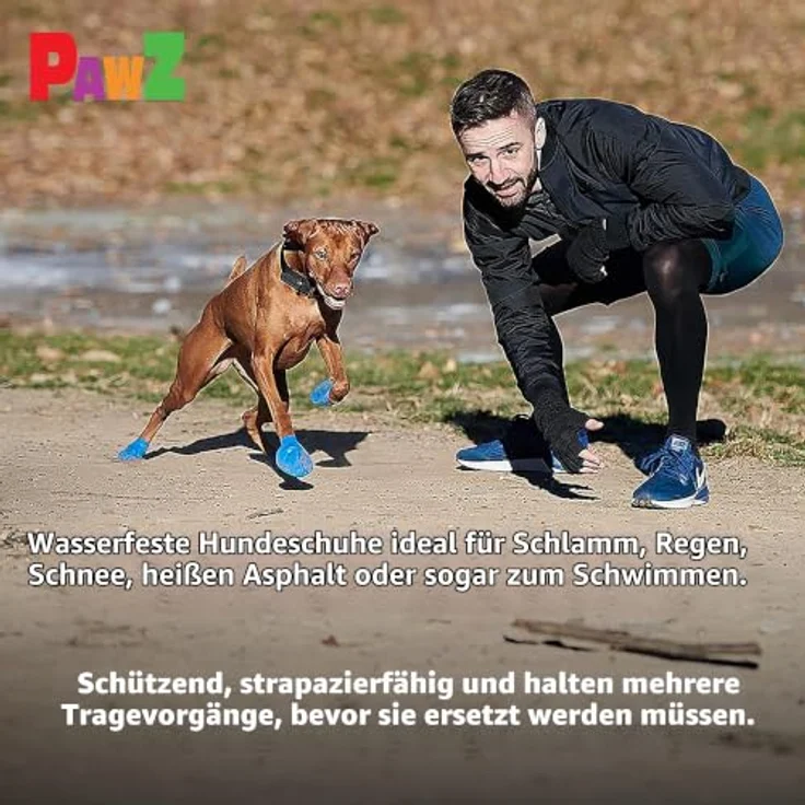 Pawz Hundeschuhe M, 7.6 cm, schwarz, 12 Stück, 100% Naturkautschuk, wasserdicht, wiederverwendbar – Bild 7