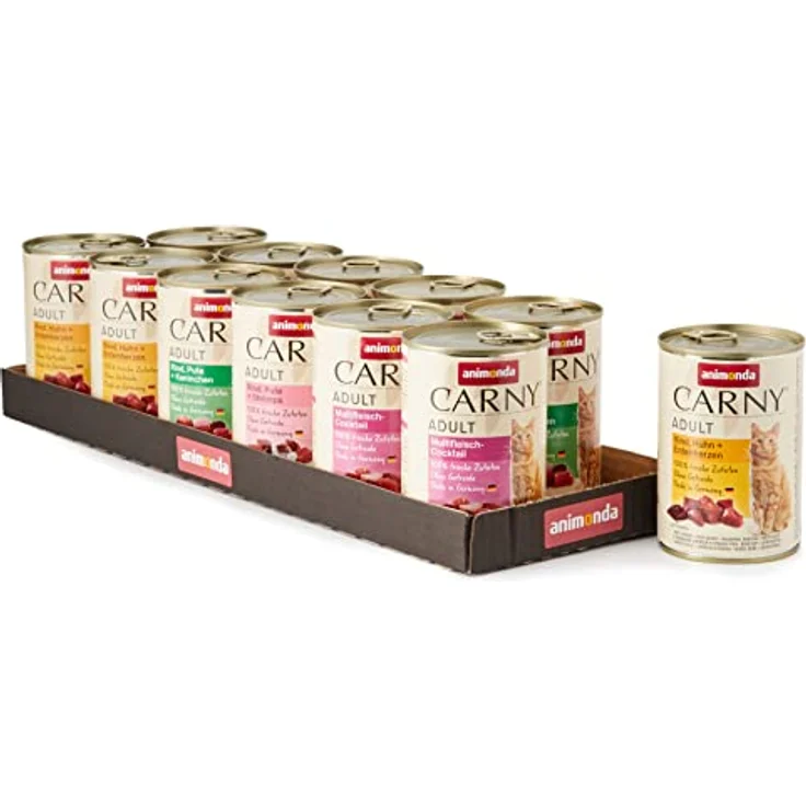 Animonda Carny Nassfutter Katze Adult, Mixpaket Fleischauswahl 12x400 g, ohne Zucker und Konservierungsstoffe, für Katzen von 1-6 Jahren – Bild 1