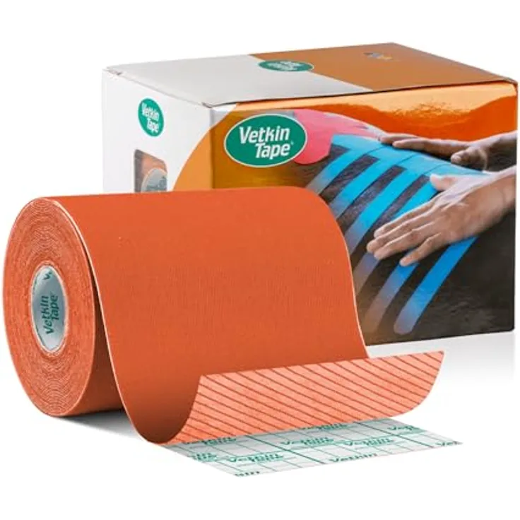 VETKIN VetkinTape Kinesiologie Tape für Tiere, 10cm x 5m, latexfrei, starke Acryl-Klebeschicht, Orange, für Pferde und Hunde