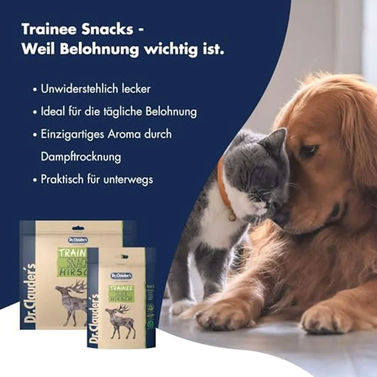 Dr.Clauder's Trainee Snack, leicht verdauliche Hundesnacks aus 95% Hirschfleisch mit Inulin, 500g Frischebeutel – Bild 5