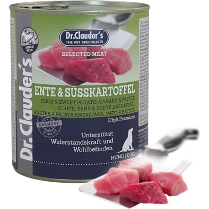 Dr. Clauder's Selected Meat - ImmunPlus - Hunde-Nassfutter mit Ente & Süßkartoffel, Lebensmittelqualität, 6 x 800 g – Bild 1