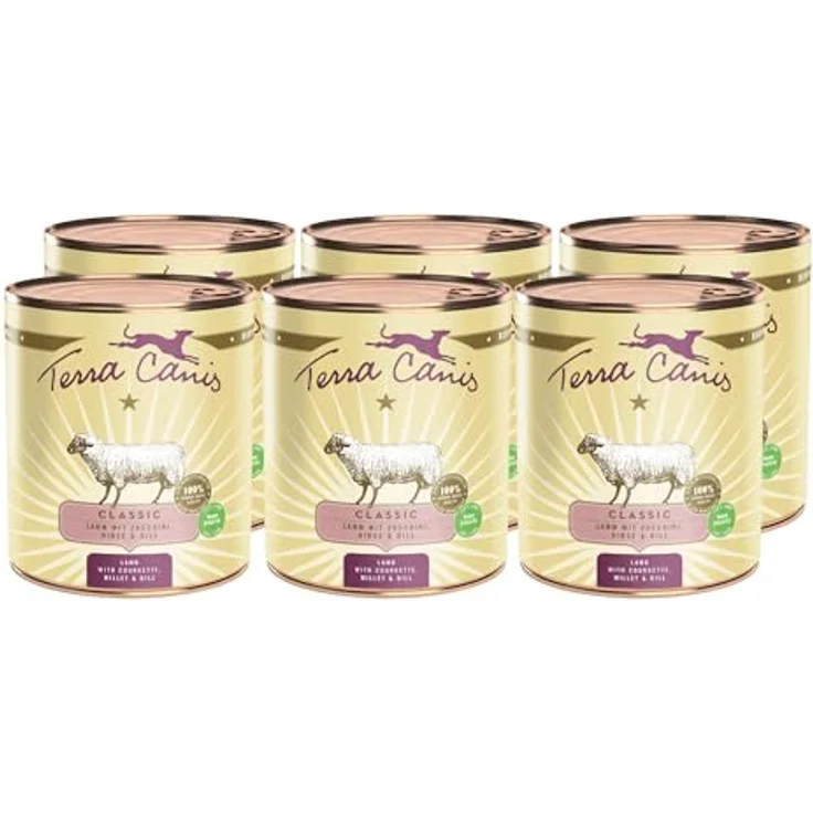 Terra Canis Lamm, Zucchini, Hirse & Dill - Classic Nassfutter, 6x800g, Premium Hundefutter in 100% Lebensmittelqualität, allergen- & getreidearm, glutenfrei, reichhaltig & gesund – Bild 1