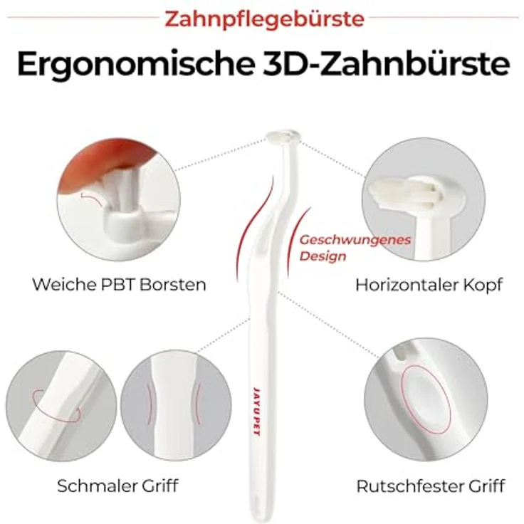 JAYU PET Zahnpflegebürste, weiche Borsten für Hunde und Katzen, ergonomisches Design zur effektiven Zahnsteinentfernung – Bild 3