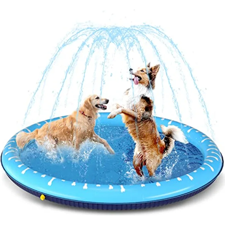 Nobleza Hundepool D100cm/39in, Planschbecken für große & kleine Hunde, 0.55mm verdickt, rutschfest, faltbar mit Sprinklerfunktion für Sommer und Garten