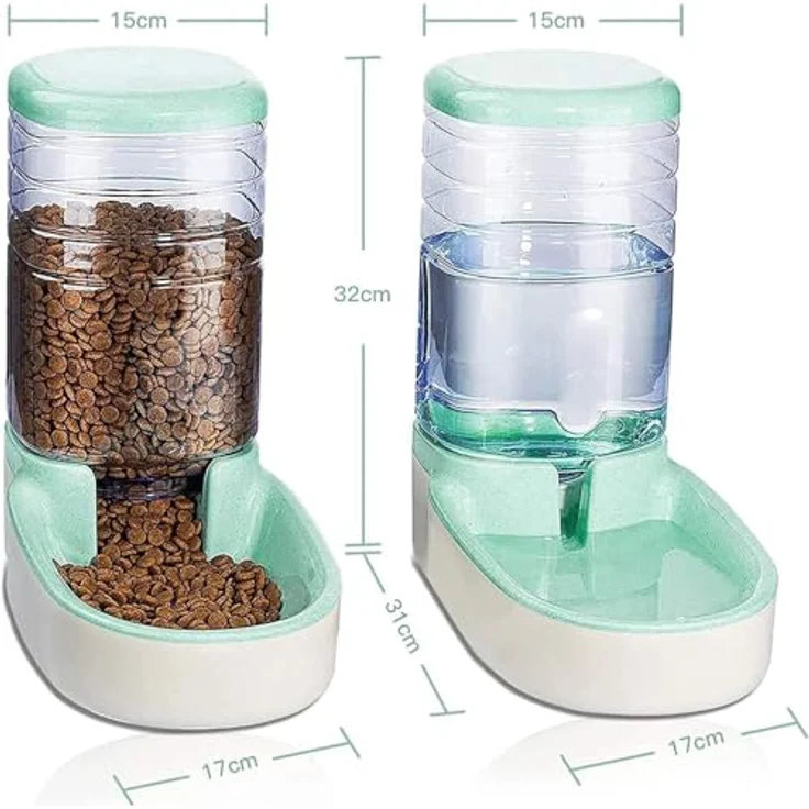 Edipets Automatischer Futterspender für Hunde und Katzen, 2 Einheiten, 3.8L, Futter- und Wasserspender, grün – Bild 4