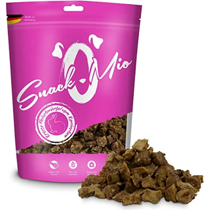 SNACKOMIO SnackOMio – Premium Hundesnack – krosse Fleischwürfel vom Kaninchen, getreidefrei, 1 x 125g – Bild 2