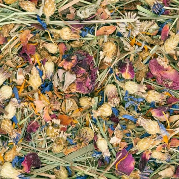 JR Farm JR Heu-Schale mit bunten Blüten, 100 g für Zwergkaninchen und Nager – Bild 4