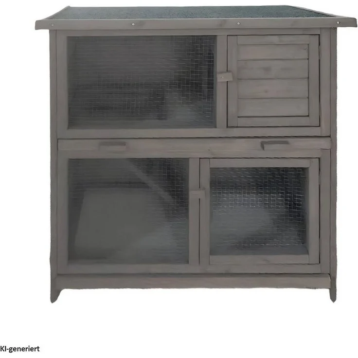 HTI-Living Kleintierstall Hasenstall, Holz in Grau mit aufklappbarem Dach, 92 × 95 × 45 cm