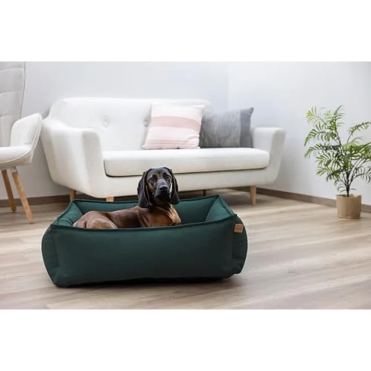 Kerbl Pet Kuschelbett Oliver, Hundebett aus robustem Polstermöbelstoff, grün, L 70 x B 60 cm, waschbarer Bezug, rutschhemmende Unterseite – Bild 5
