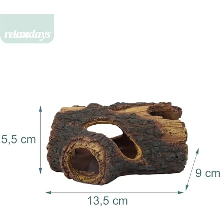 relaxdays Aquariendeko Baumstamm, detailreiche Dekoration aus ungiftigem Polyresin, Braun, für Süß- und Meerwasserbecken, Maß: 5,5 x 13,5 x 9 cm – Bild 4