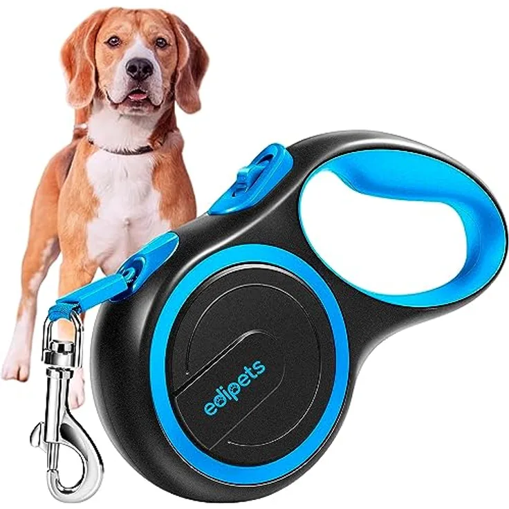 Edipets Hundeleine, Ausziehbar und Einziehbar, 8 Meter Flexileine mit rutschfestem Griff, Blau