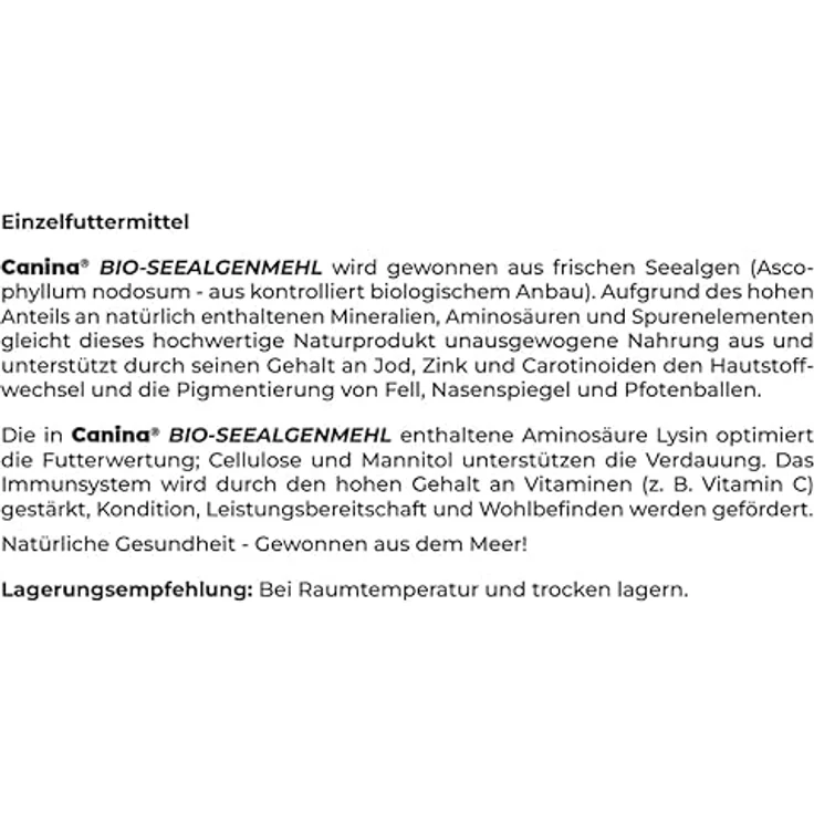 Canina Bio-Seealgenmehl 250g, hochwertiges Naturprodukt zur Futterergänzung für Hunde, reich an Vitaminen und Mineralien – Bild 2