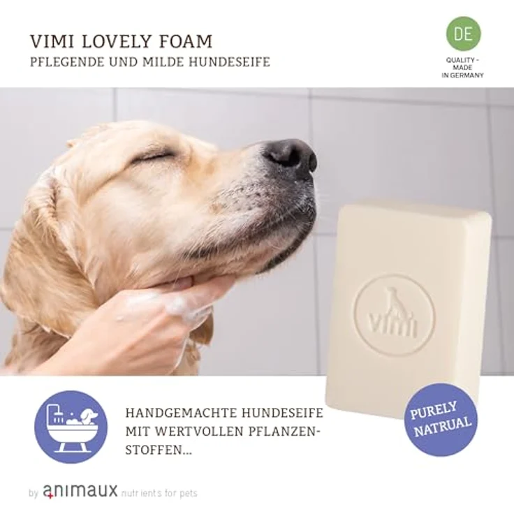 animaux vimi Lovely Foam – 100 g Natürliche Hunde-Seife mit Lavendel, Thymian & Margosa, sanfte Fellpflege und regenerierende Hautpflege – Bild 2