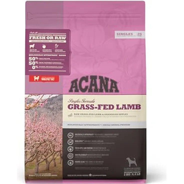 Acana Adult Grass-Fed Lamm, Hundefutter mit frischen Zutaten aus Alberta, 11,4kg