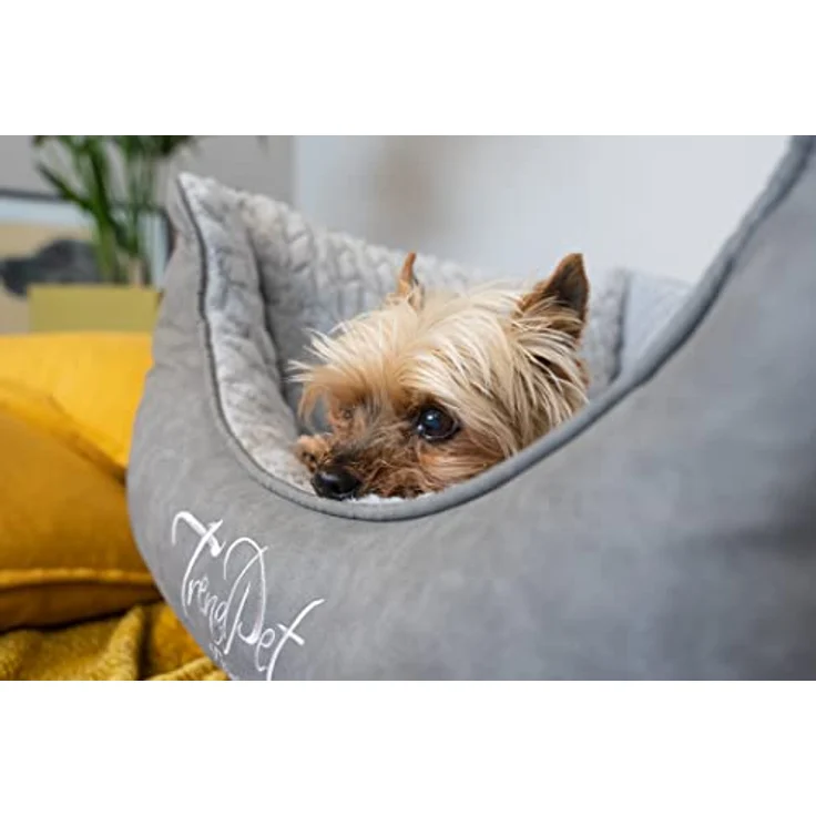 TrendPet VitaBed Style, Orthopädisches Hundebett aus Kunstleder und Memory Foam, flauschig, 80x70cm, Grau – Bild 2