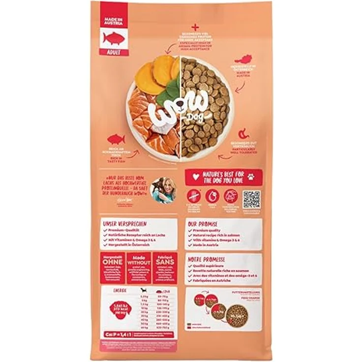 WOW Adult Lachs, Premium Hunde-Trockenfutter für alle Rassen, 6 kg, glutenfrei und reich an Omega-3-Fettsäuren – Bild 2