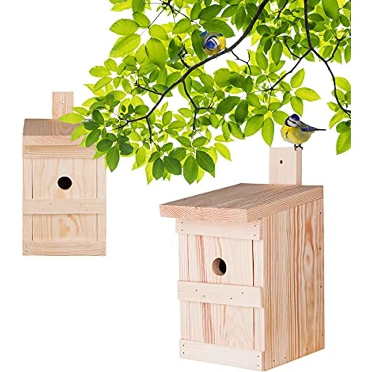 2x Nistkasten für Meisen & Kleinvögel - Vogelhaus aus Massivholz - 27x17x17cm – Bild 2