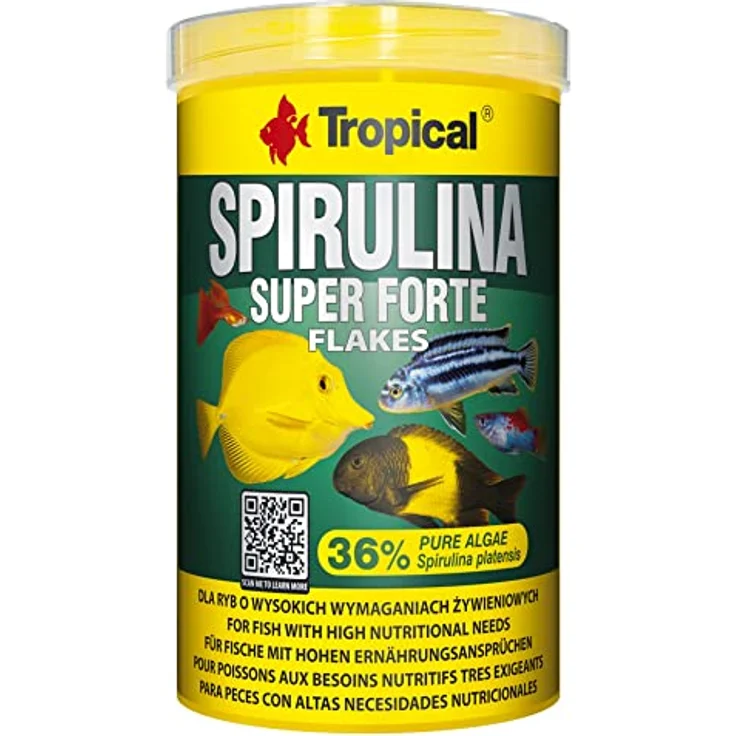 Tropical Super Spirulina Forte (36%) Flockenfutter für Meerwasserfische, 1 l Packung zur Unterstützung des Immunsystems – Bild 1