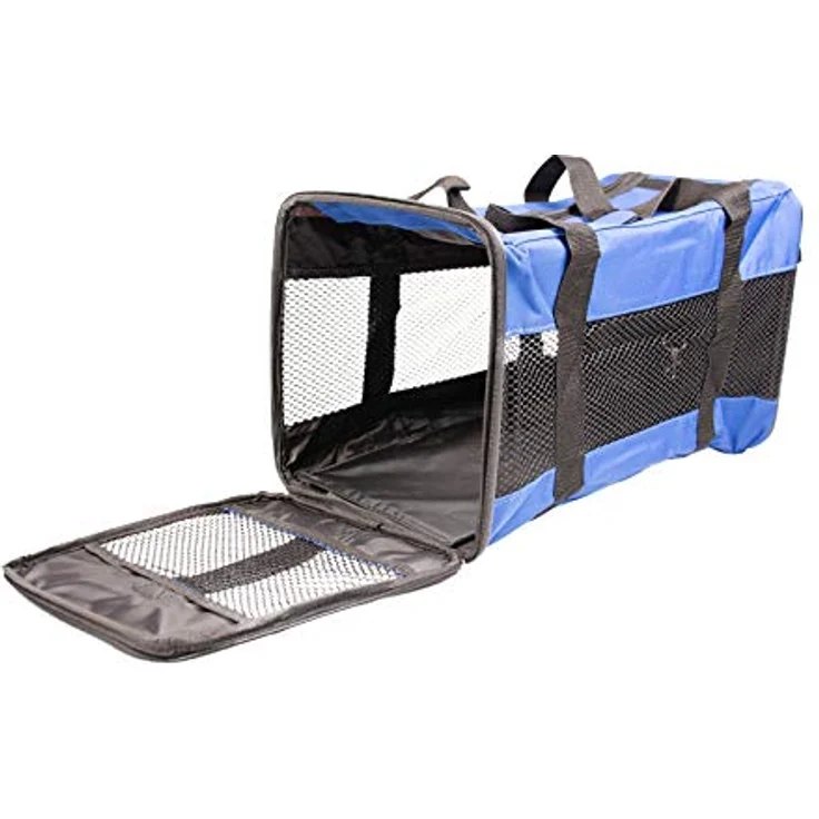 DUVO+ Tiertransporttasche Komfort-Reisetasche für Katzen, wasserfest, blau/schwarz – Bild 2